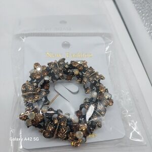 New Fashion Round Brooch Rhinestone Crystal Embellished Vintage Style Pin